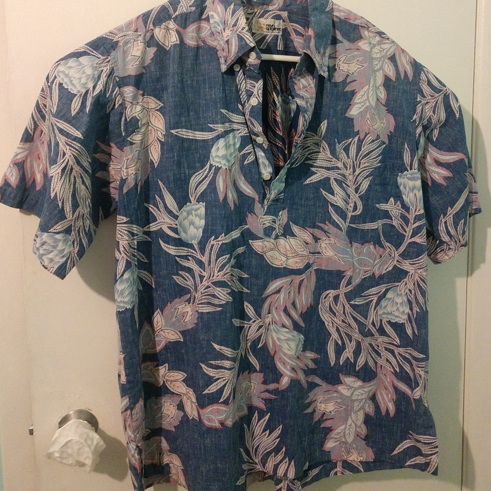 Vtg Rey Spooner Reverse Print Hawaiian Shirt